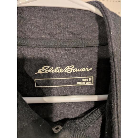 Eddie Bauer Quilted Snap Pullover Gray Mock Neck Sweatshirt Mens Medium - Picture 5 of 8